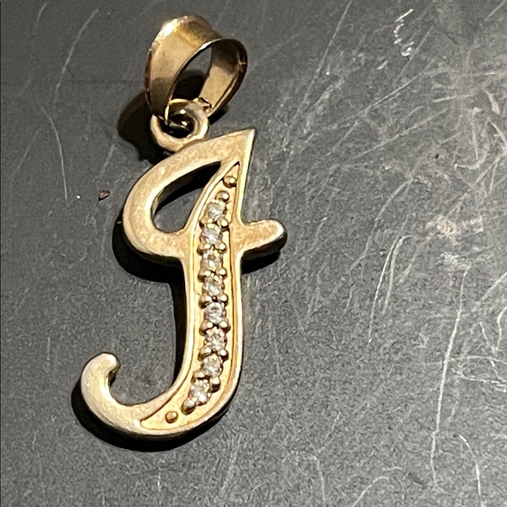 Gold Initial Pendant with Crystals